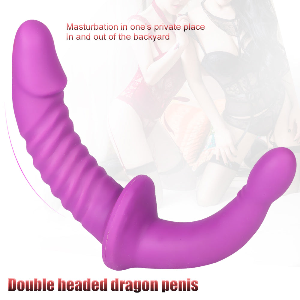 MRIMIN Strapless Strap-On Double Sided Headed Dildo for Lesbian and Co