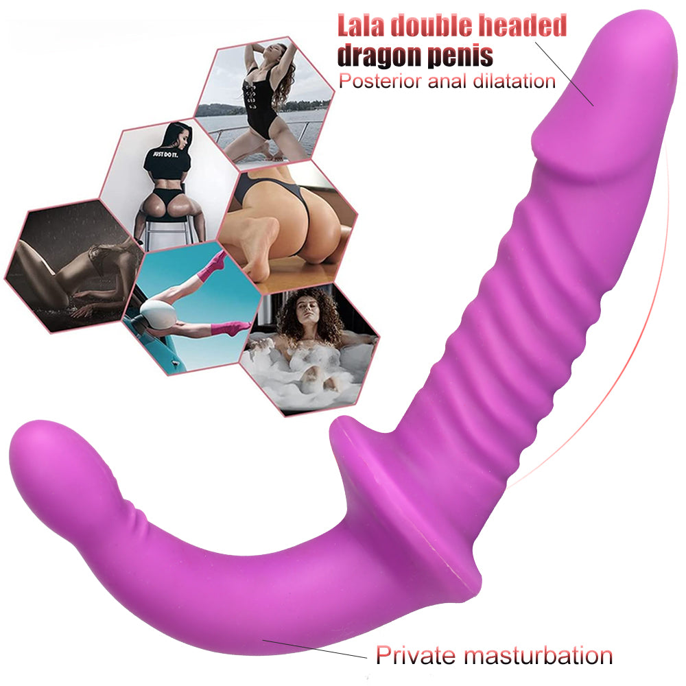 MRIMIN Strapless Strap-On Double Sided Headed Dildo for Lesbian and Co